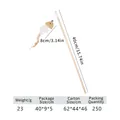 Macaron color fish wand cat toy with wooden handle, 40cm stick and 8cm fabric fish toy - Wooden Rod Cotton Linen Fish