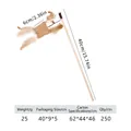 Pet cat feather wand toy with wooden stick and natural bird feathers 40cm size - Wooden Rod Four-Corner Feather