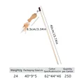 Cat teaser wand with a wooden stick, linen fish toy, bell and feathers on white background - Wooden Rod Linen Feather Flying Fish