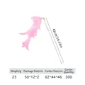 Pink feather cat wand toy with sequins and translucent handle for indoor play, 42cm length - Pink Feather Colorful Rod (B37407)