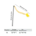 Macaron feather cat wand toy with long yellow striped fabric and flexible wand - Yellow Feather Watermelon Strip Style