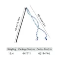 Cat wand toy with a 42cm black rod and 46cm tricolor braided rope for interactive play - Gradient Blue Double Cotton Rope Style