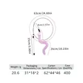 Cat wand toy with a purple plush worm pendant and large eyes, total length 63cm - Purple Plush Worm Bell (B37405)