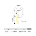 Macaron wand cat toy with 63cm wire, yellow plush caterpillar pendant and small silver bell - Yellow Plush Worm Bell (B37405)