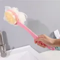 Roze badborstel met lange steel, zachte borstelharen en witte douche spons variant - Dubbelzijdige borstelharen & badbal / X-Large (Verpakt) / Roze