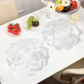 Silver peony flower PVC placemat set with relief texture on a white dining table - Lotus Flower [silver]