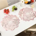 Set of two rose gold peony flower PVC placemats with luxury metallic relief texture - Lotus Flower [rose Gold]