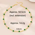 Collana con perle oro e verdi, lunghezza 50,5 cm regolabile, perle 6 mm, peso 14,2 g - Collana Verde (X5098)