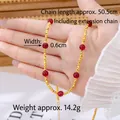 Collana di perle dorate da 50,5 cm con perle di agata rossa da 0,6 cm e peso 14,2 g - Collana Rossa (X5099)