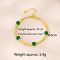 Elegante bracciale a sfere dorate con pietre verdi e catena di estensione con cuore - Braccialetto Verde (S4609)