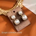 Boucles d'oreilles carrées en perles dorées, 3,1cm x 1,4cm, style vintage et luxueux - Double-Wear Carré Perle Zircone