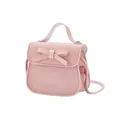 Pink mini crossbody bag for girls with bow decoration and white topstitching detail - Pink