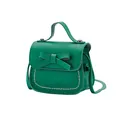 Mini green PU leather crossbody bag with a bow decoration and top handle for girls - Green