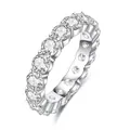 Eternity S925 silver ring with 3mm round moissanite diamonds in full circle claw setting - US Size 5 / Moissanite Silver