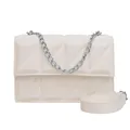 Quilted cream crossbody bag with silver chain strap and minimalist leather finish - One Size / Off White