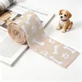 Nastro decorativo beige con impronte di zampe e ossa bianche per confezioni regalo - Nastro con zampa di cane color lino naturale