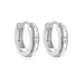 Eleganti orecchini a cerchio in argento S925 con stelle e zirconi brillanti incastonati - Oro Bianco