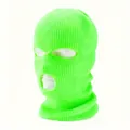Neon green 3-hole knitted balaclava mask for winter outdoor skiing and cycling - One Size (Elastic) / 3-Hole Fluorescent Green