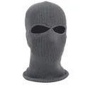 Winter thermal grey knitted 2-hole balaclava ski mask for outdoor sports and riding - One Size (Elastic) / 2-Eye Grey
