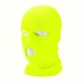 Neon yellow knitted three-hole ski mask balaclava for winter thermal head protection - One Size (Elastic) / 3-Hole Fluorescent Yellow