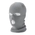 Grey three-hole knitted balaclava mask for winter outdoor sports and cold protection - One Size (Elastic) / 3-Hole Grey