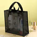 Borsa da viaggio in rete nera 26x26x10cm con ampio spazio per articoli da toeletta - Stile ZP052 - Tote verticale in rete nera