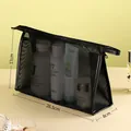Borsa per trucco in rete di nylon nero con cerniera e dimensioni 26,5x17x8cm - Stile ZP050 - Borsa trapezoidale in rete nera