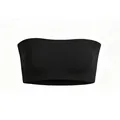 Dettaglio di un top a fascia nero senza cuciture in tessuto elastico con bordi lisci - XS / Nero
