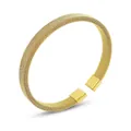 Brazalete de malla dorada pulida de acero con elegantes extremos cuadrados planos - Dorado