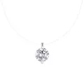 Moissanite 925 silver pendant necklace with invisible transparent wire chain for women - Premium (Extender Chain Version) / 5mm / 0.5 Carat