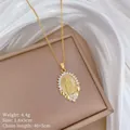Detailed view of Virgin Mary oval pendant necklace with dimensions 1.6x3cm and 4.4g weight - Virgin Mary Oval Pave Style(23)