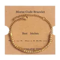 Golden Morse code beaded bracelet on brown kraft card with adjustable lobster clasp - Gold (Best Bitches)