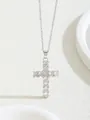 Silver cross pendant necklace with sparkling cubic zirconia on a delicate O-chain - W101-pj1025-sl
