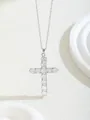 Silver cross pendant necklace featuring brilliant round-cut cubic zirconia inlays - W101-xl0457-sl