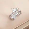 Three-layer butterfly ring in silver finish with pavé zircon stones and polished butterfly - US 6 / Silver