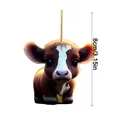Cartoon Highland Cow acrylic ornament for Christmas tree decor, size 8cm with gold cord - Cartoon Cow with Yellow Horns Style