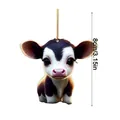 Cartoon cow acrylic Christmas tree ornament with golden string, 8cm decorative pendant - Big Eyed Pink Nose Calf Style