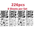 226pcs Halloween static window stickers set featuring black bats and spiders in 8 sheets - 8 Sheets Of Electrostatic Film 226 Parts 35*25*8pcs