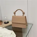 Minimalist beige crossbody small square bag with unique double knot handle design - Khaki