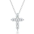 Elegante collana con croce in argento sterling 925 con 6 pietre di moissanite lucide - Stile Croce a 6 Pietre (N17554) / Senza certificato