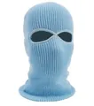 Three-hole light blue knitted balaclava mask for winter outdoor windproof protection - Sky Blue Double-hole Woolen Hat / One Size