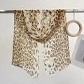 Long summer scarf with classic leopard print pattern for beach sun protection - Leopard Beige