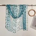 Blue leopard print chiffon scarf for women lightweight sun protection beach wrap shawl - Leopard Lake Blue