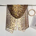 Elegant leopard print long chiffon scarf with lightweight translucent fabric for summer - Leopard Yellow