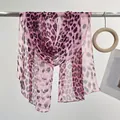 Lightweight pink leopard print chiffon scarf for women with elegant sheer fabric texture - Leopard Print Rose Red