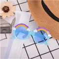 Gafas de sol redondas para niños azul claro con decorado de arcoíris y nubes blancas - Azul Transparente / Disparo real