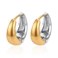Detailed view of two-tone chunky hoop earrings with a gold and silver finish. - 16mm Two-Tone Huggie Medium (MS-283) / 18K Gold / Two-tone Gold Silver