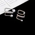 Eleganti copriorecchie color argento con zirconi e perle per donne senza piercing - Clip (Singolo) / Argento