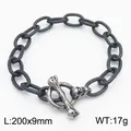 Pulsera punk de acero de titanio envejecido estilo oscuro con cierre OT en forma de hueso - Cierre OT cruzado de doble hueso (KB179419-Z)