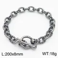 Pulsera punk de acero de titanio con hebilla OT de hueso y acabado retro - Estilo de cadena con detalles texturizados (KB179422-Z)